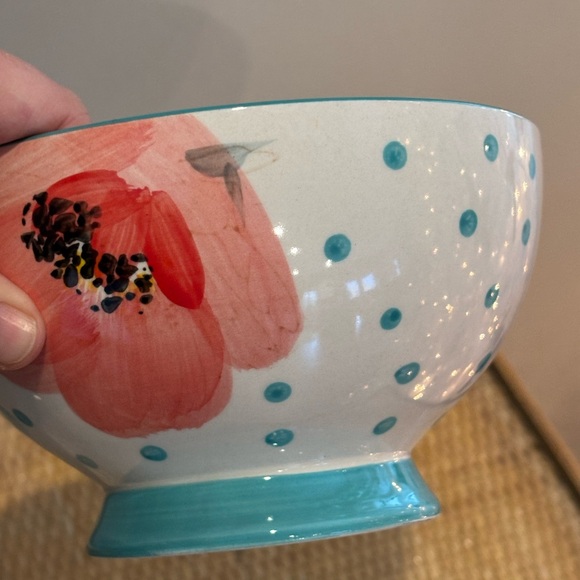 Pioneer Woman Vintage Bloom Turquoise 6” Dots Floral Bowl - Picture 3 of 6